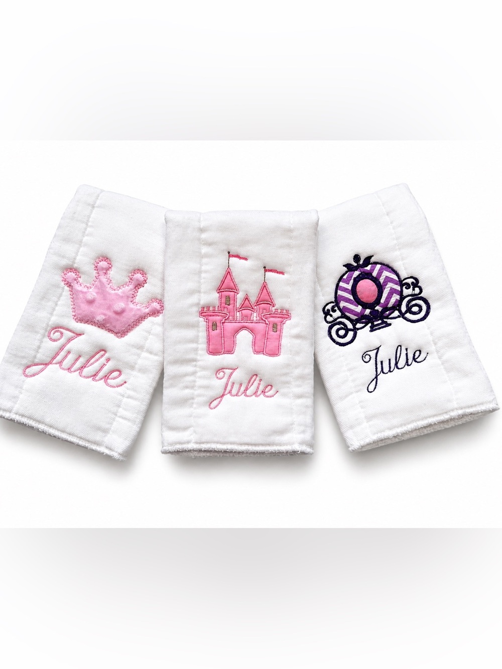Made to order NEW Personalized Embroidered Princess Burp Cloths